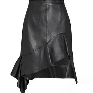 100% Leather ALEXANDER WANG Ruffles Skirt Size 8